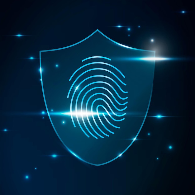 Vettore gratuito tecnologia di sicurezza informatica con scansione biometrica delle impronte digitali