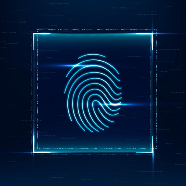 Биометрическое сканирование отпечатков пальцев, вектор, технология кибербезопасности