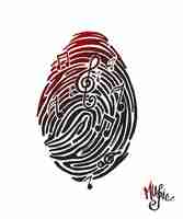 Free vector fingerprint identification with music note vector illustration