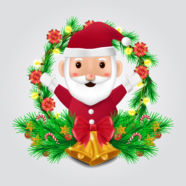 メリークリスマスのかわいいイラストトナカイ 雪だるま サンタクロース プレミアムベクター