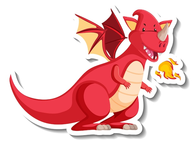 Free vector fire breathing dragon cartoon character sticker