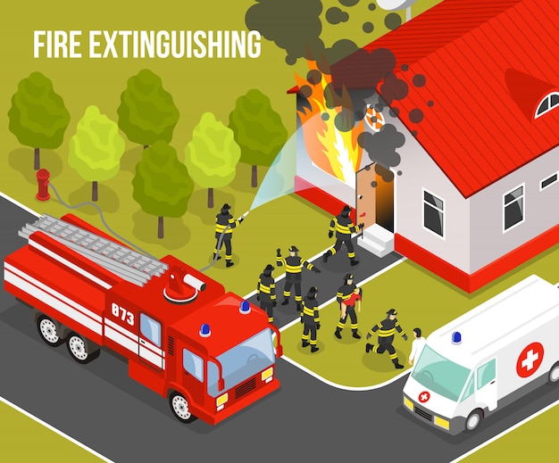 Fire department composition Free Vector
