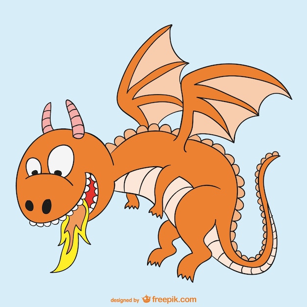 Бесплатное векторное изображение Огонь дракона мультфильм