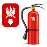 Fire extinguisher and sign isolated