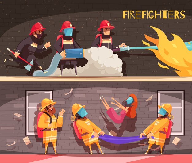 Fire Fighter Banners Set