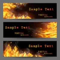 Free vector fire flame banners set