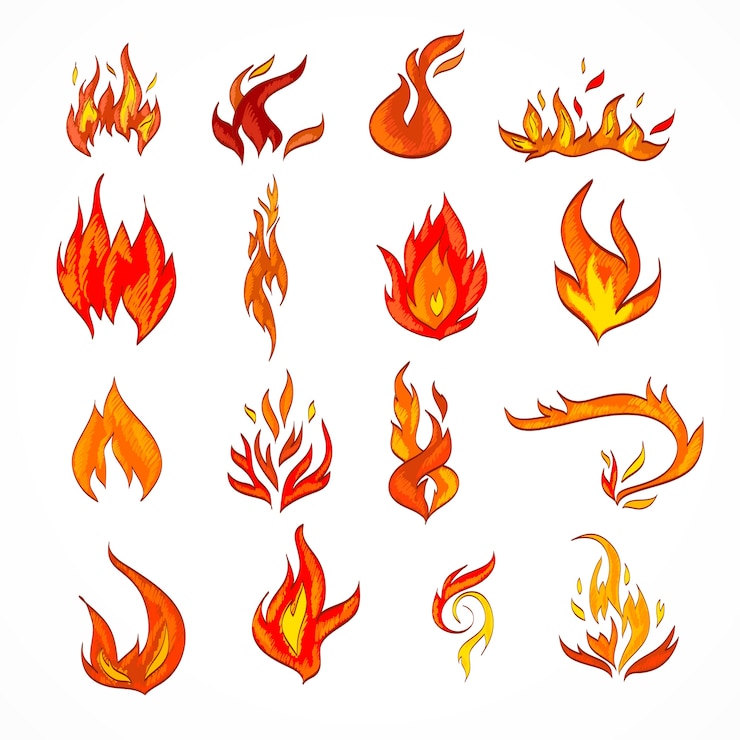 Free Vector fire flame burn flare decorative icons set isolated vector illustration
