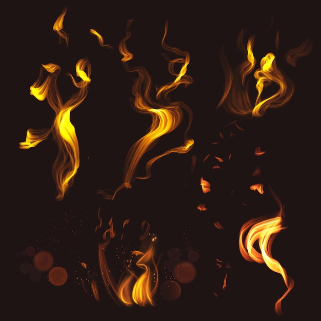 Free vector fire flame element vector set