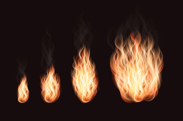 Огонь пламя с различными размерами реалистично