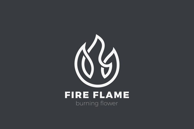 Fire Flower logo. Flame Linear Outline style.