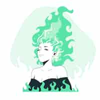 Бесплатное векторное изображение Иллюстрация концепции огненных волос