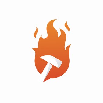 Дизайн шаблона логотипа огненный молот