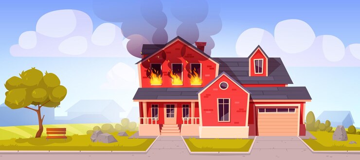 Free Vector fire in house burning
