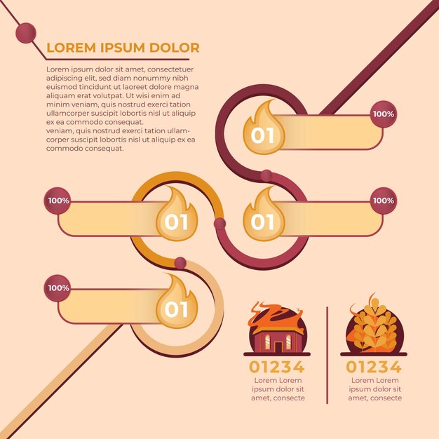 Плоский дизайн инфографики пожарной безопасности