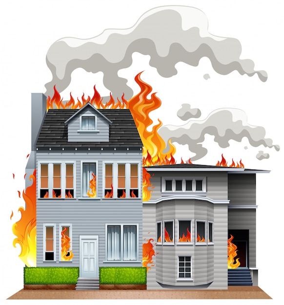 Free vector fire scene at residential area