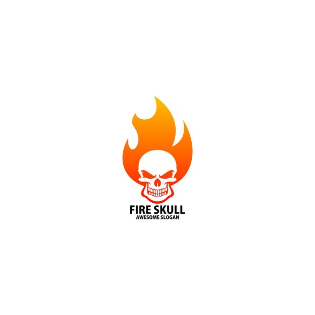 Free vector fire skull logo design gradient color