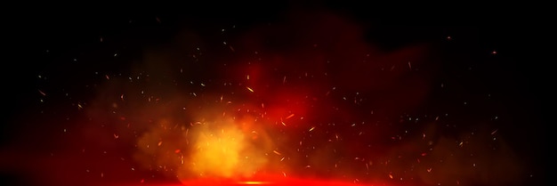 Fire spark overlay with smoke and flame background