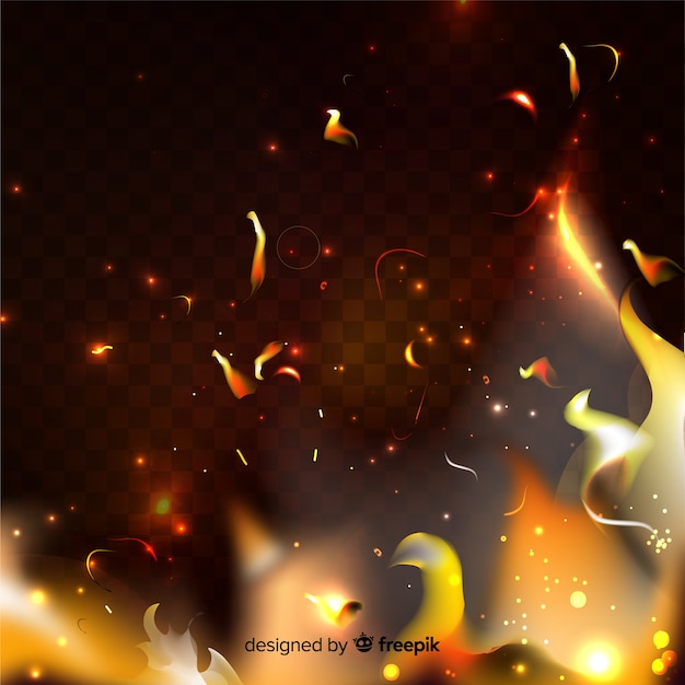 Fire sparks effect on transparent background