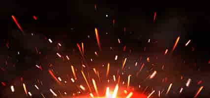 Free vector fire sparks of metal welding, fire burning