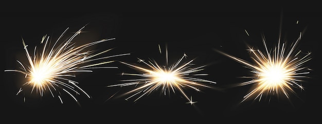 Free vector fire sparks of metal welding, fireworks