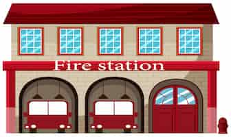 Free vector a fire station on white background