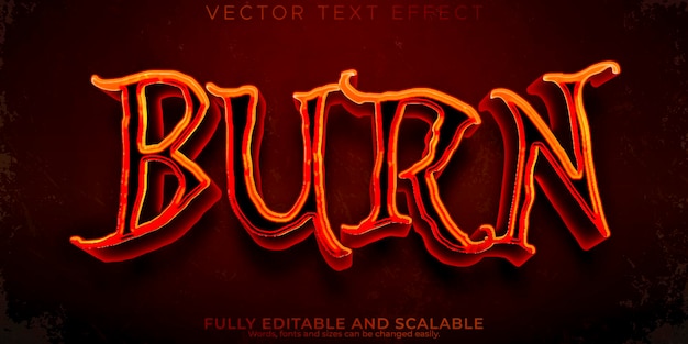 Free vector fire text effect editable flame and hell text style