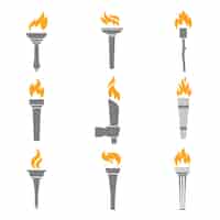 Free vector fire torch icons