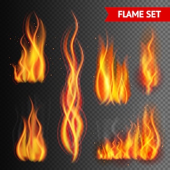 Fire on transparent background