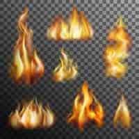 Free vector fire transparent set