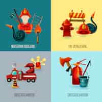 Free vector firefighter design set