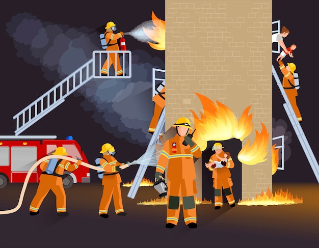 Free vector firefighter people design concept