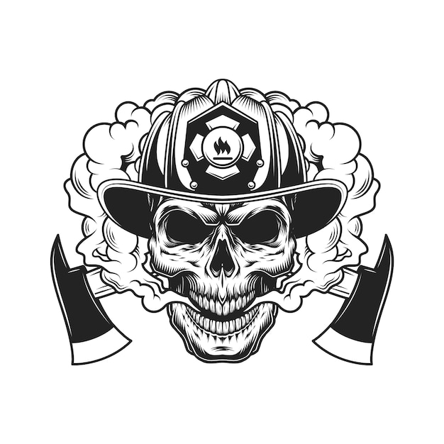 Free vector firefighter skull and crossed axes