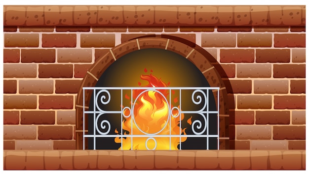 Free vector fireplace made of bricks