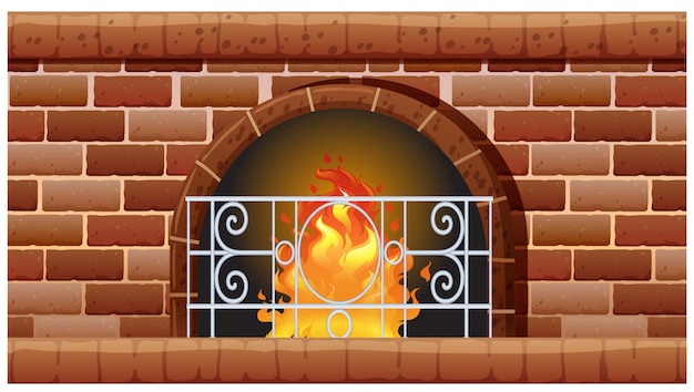 Fireplace made of bricks