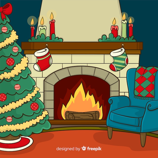 Fireplace scene background