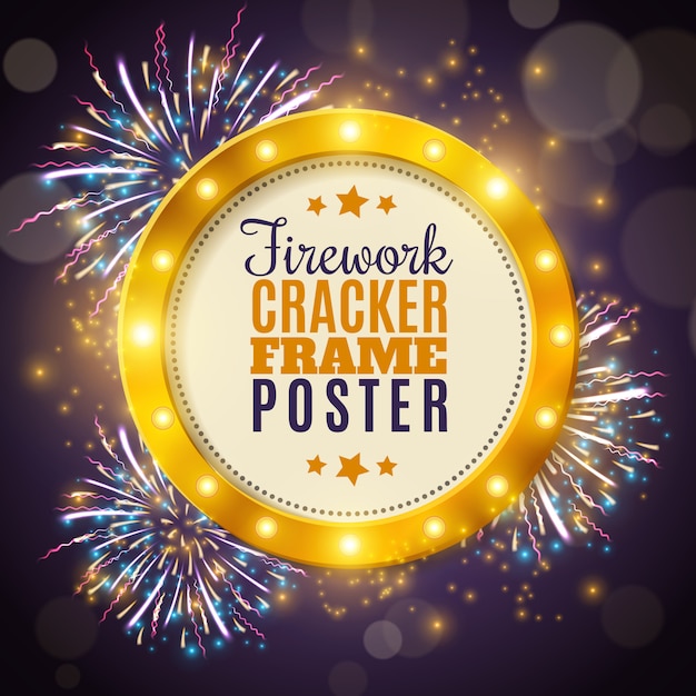 firework cracker frame colorful background poster 