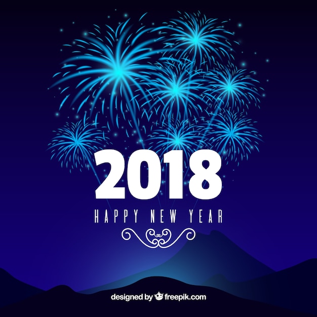 Free vector fireworks 2018 background