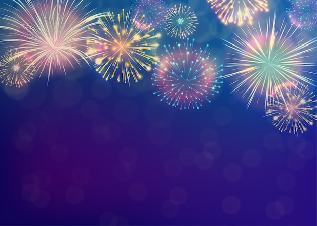 Бесплатное векторное изображение Фон фейерверков. концепция празднования нового года.