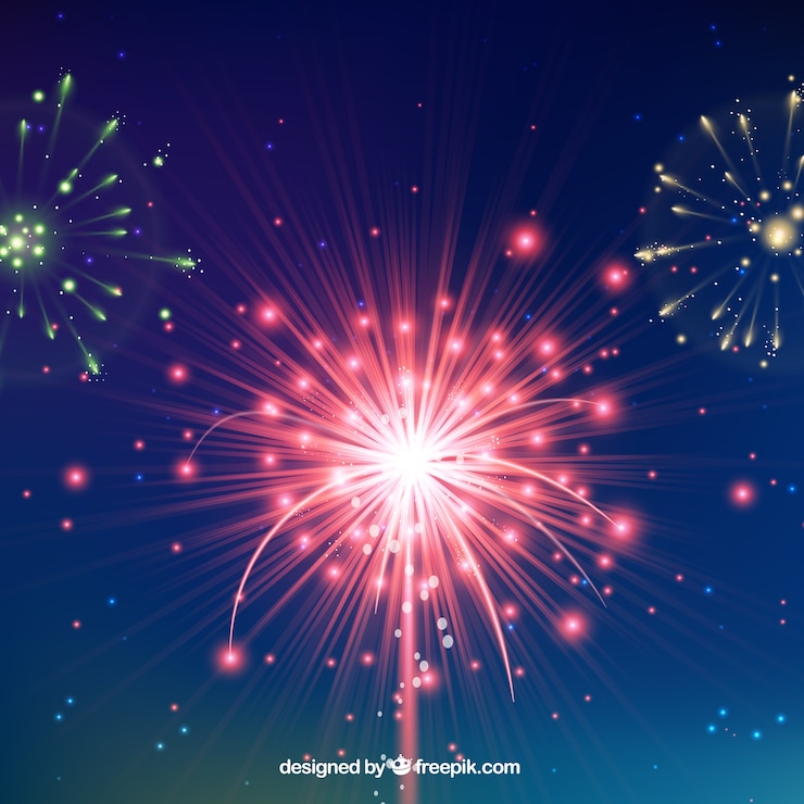 Free Vector fireworks background 