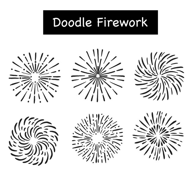 Free Vector fireworks doodle. logo burst doodle beam radial fireworks vector