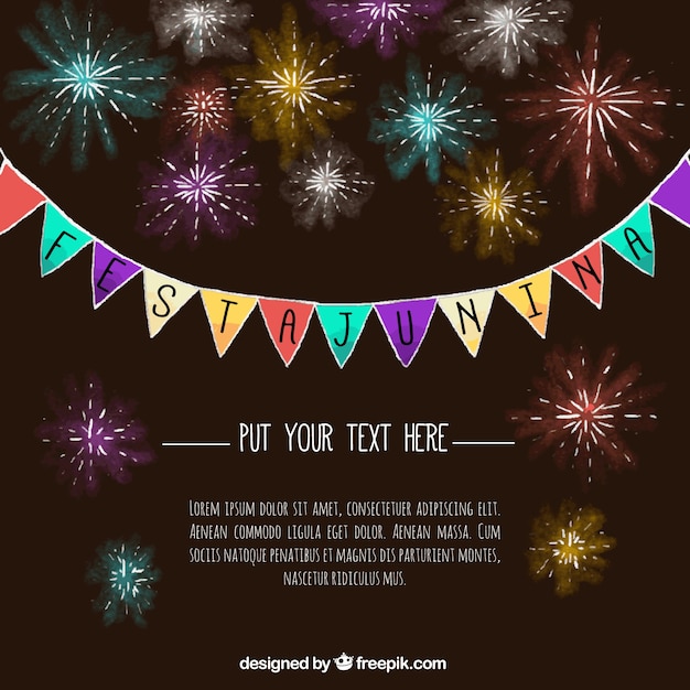 Free vector fireworks festa junina background