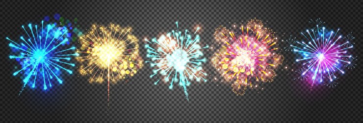 Free Vector fireworks illustration of sparkling bright firecracker lights. 