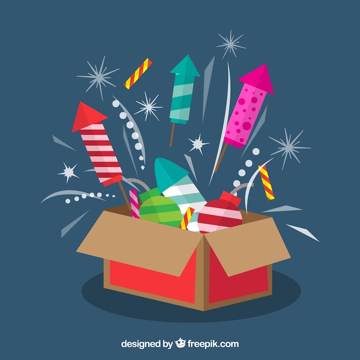 Free Vector fireworks inside a box