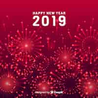 Free vector fireworks new year 2019 background