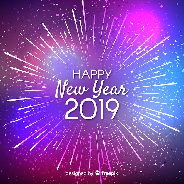 Fireworks new year 2019 background