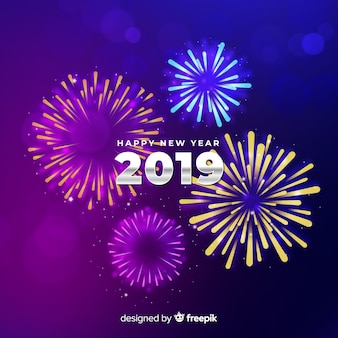 Fireworks new year 2019 background