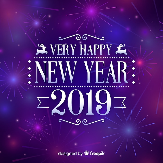 Fireworks new year 2019 background