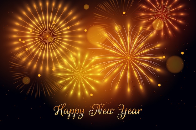 Free vector fireworks new year 2020 background concept