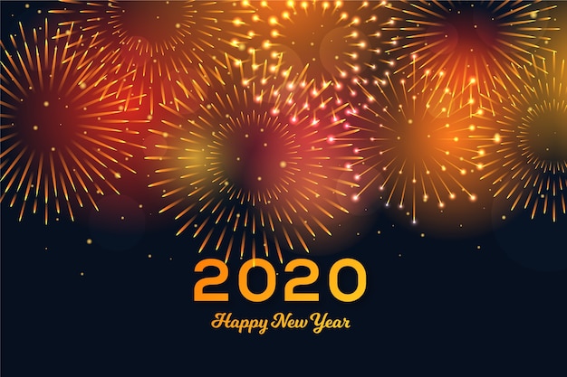 Free vector fireworks new year 2020 background