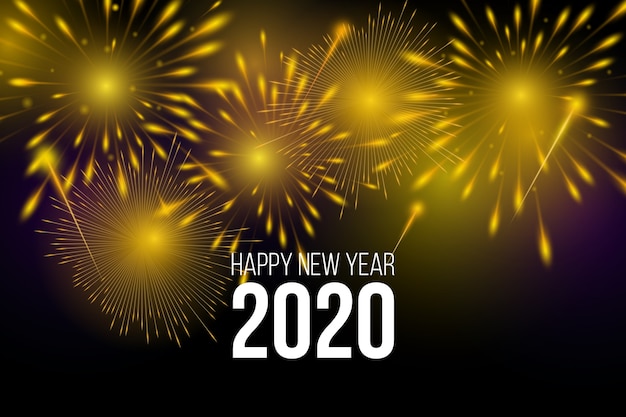 Free vector fireworks new year 2020 background